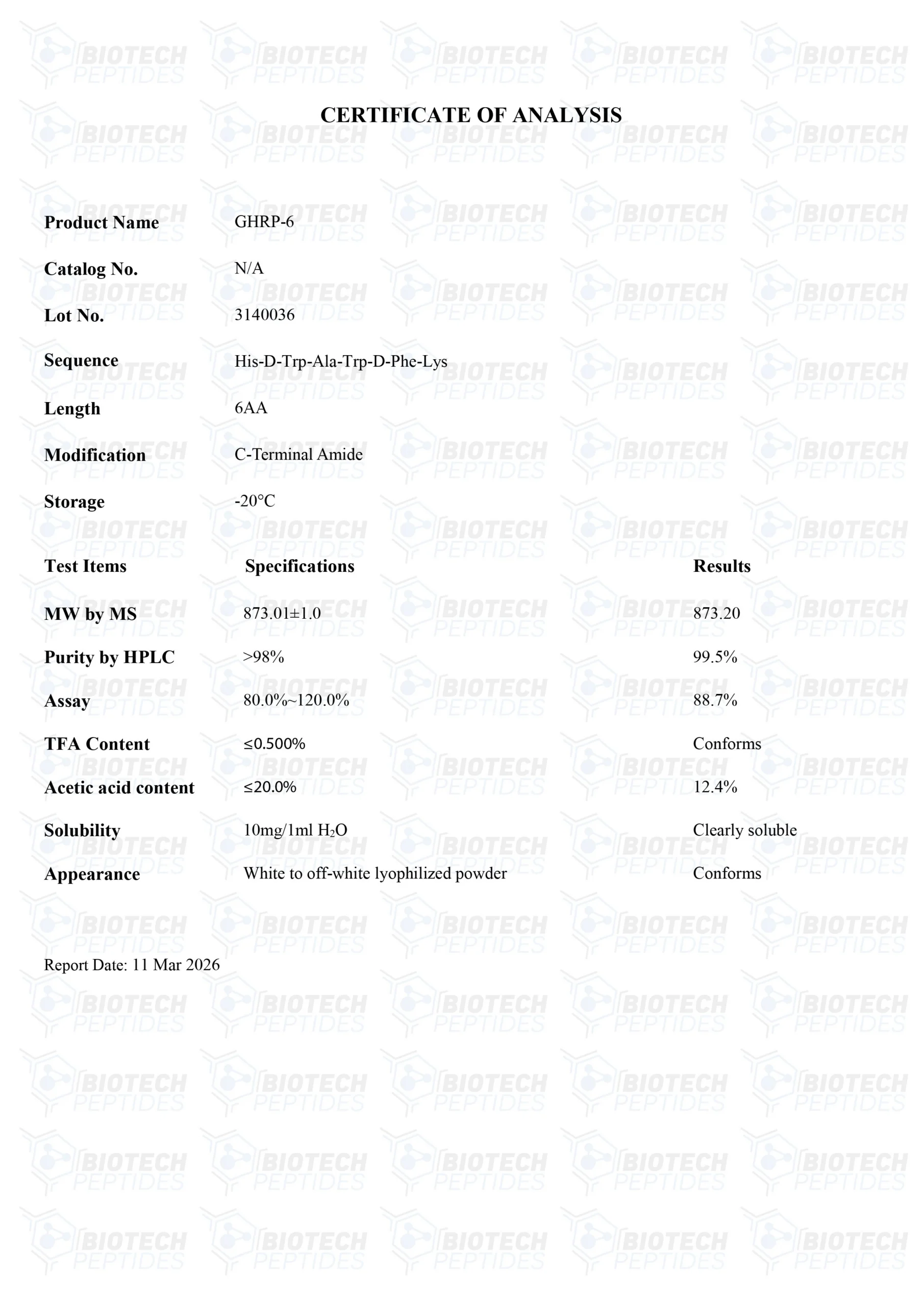 GHRP-6 Peptide 5mg & 10mg 3 GHRP-6 Peptide 5mg & 10mg - Image 3